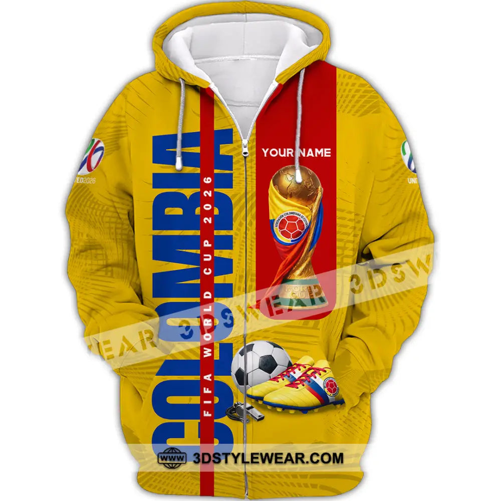 Unisex Shirt - Custom Colombia World Cup 2026 3D Shirt Zipper Hoodie / S T-shirt