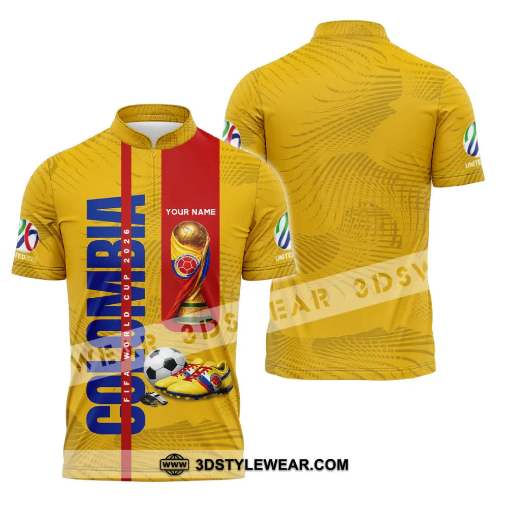 Unisex Shirt - Custom Colombia World Cup 2026 3D Shirt Zipper Polo Shirt / S T-shirt