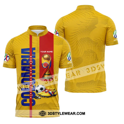 Unisex Shirt - Custom Colombia World Cup 2026 3D Shirt Zipper Polo Shirt / S T-shirt