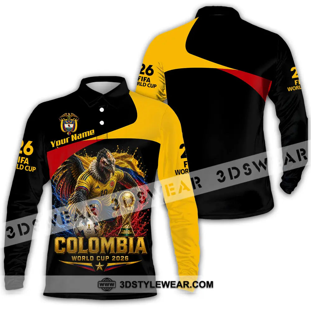 Unisex Shirt - Custom Colombia World Cup 2026 Shirt - Long Sleeve Polo / S - T-shirt