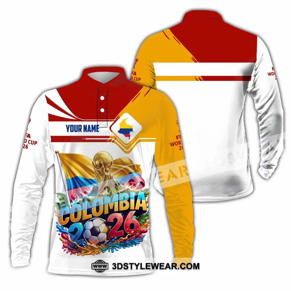 Unisex Shirt - Custom Colombia World Cup 2026 Shirt - Long Sleeve Polo / S - T-shirt