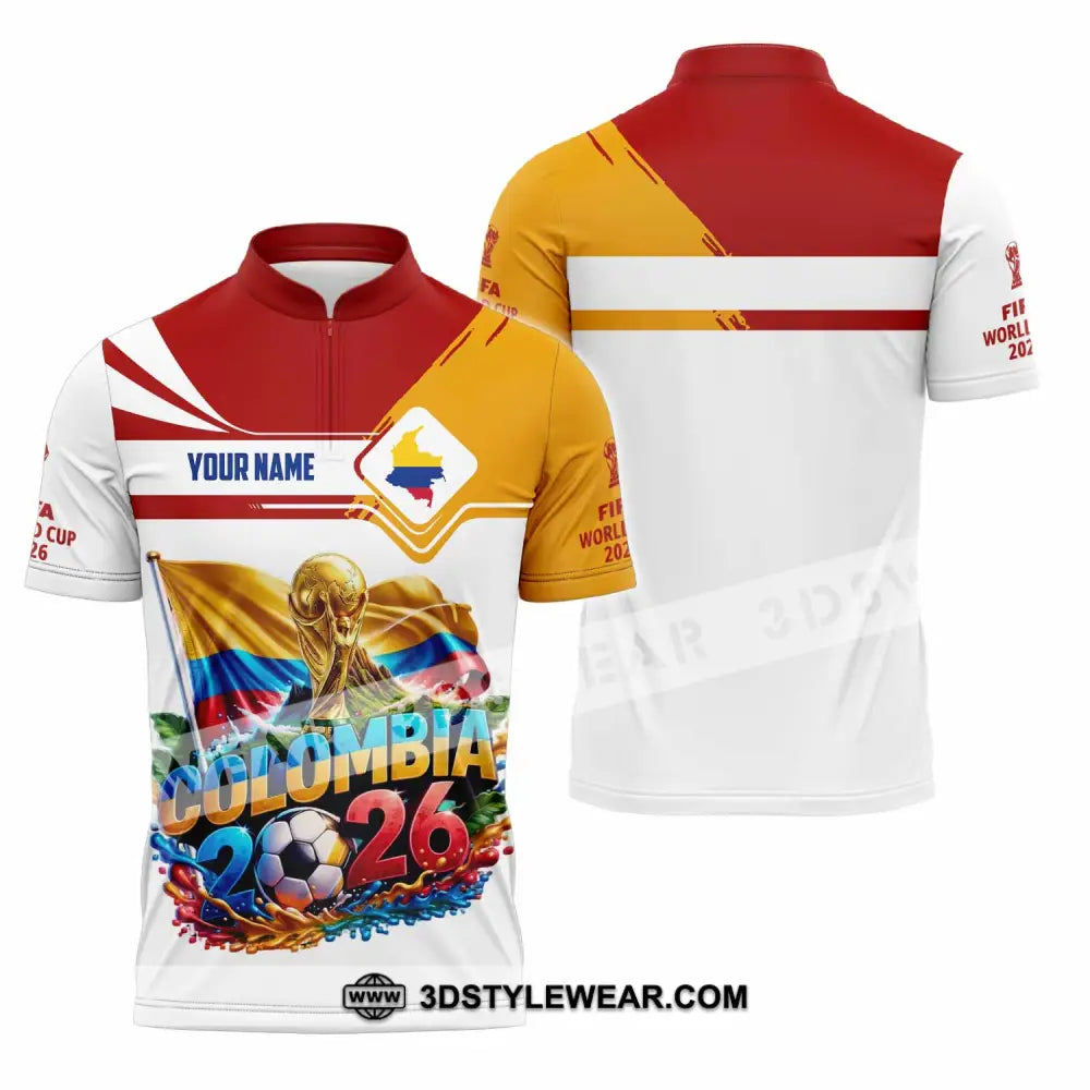 Unisex Shirt - Custom Colombia World Cup 2026 Shirt - Zipper Polo Shirt / S - T-shirt