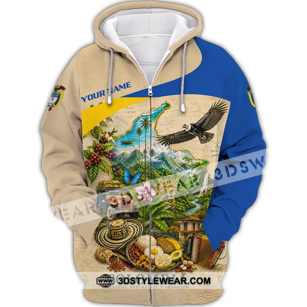 Unisex Shirt - Custom Colombia Shirt - Zipper Hoodie / S - T-shirt