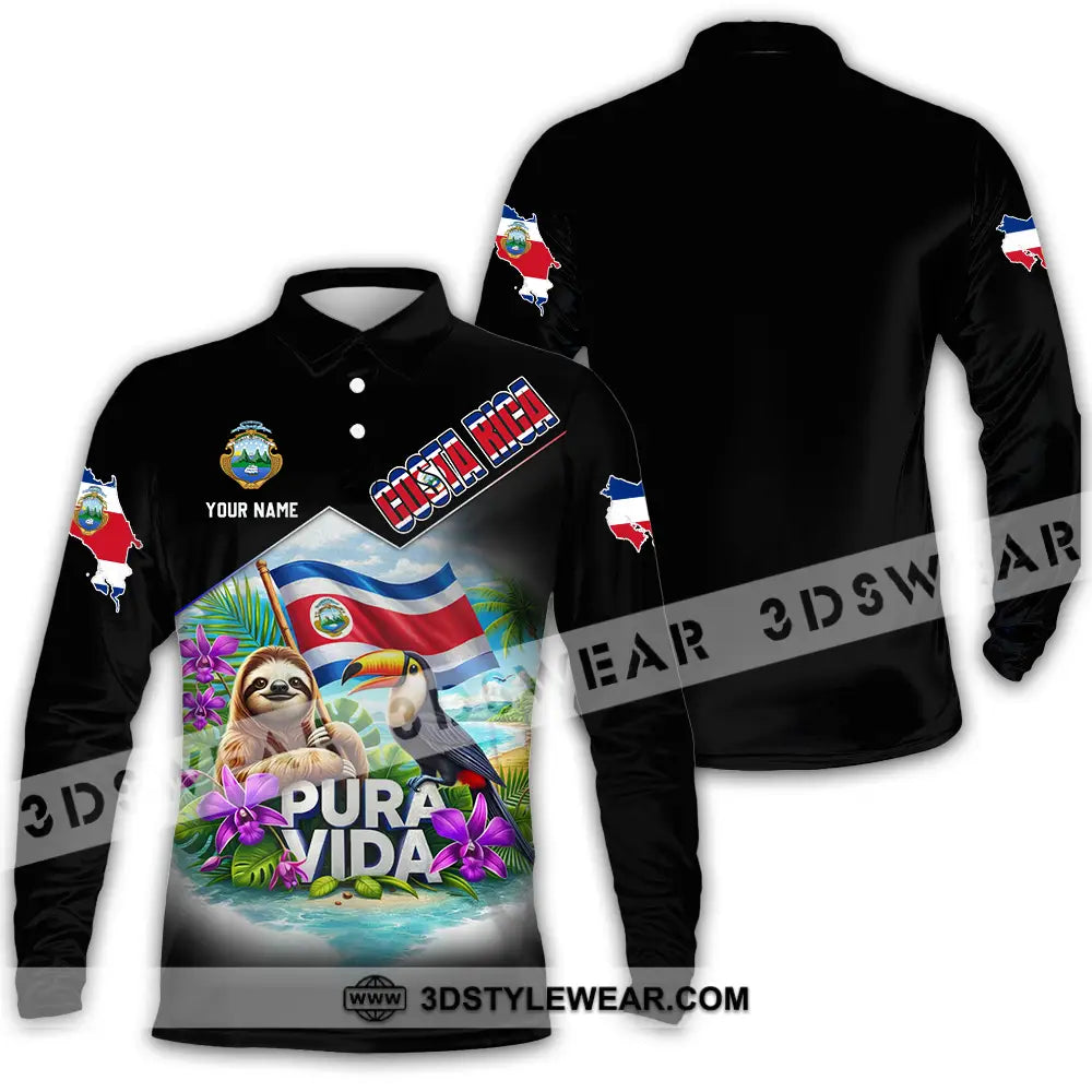 Unisex Shirt - Custom Costa Rica 3D Shirt Long Sleeve Polo / S T-shirt
