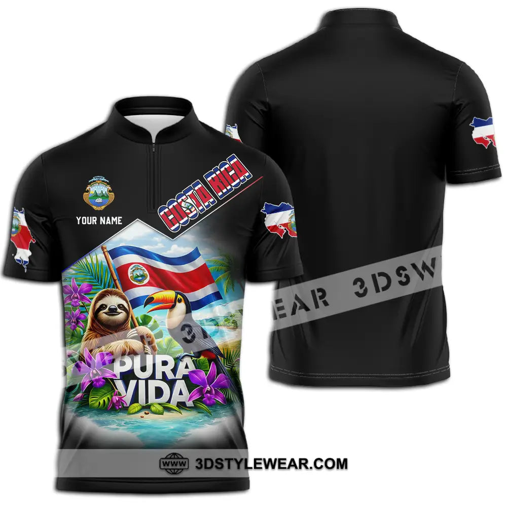 Unisex Shirt - Custom Costa Rica 3D Shirt Zipper Polo Shirt / S T-shirt