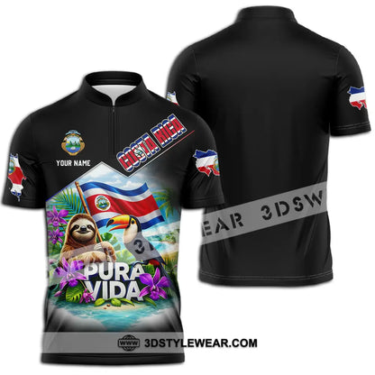 Unisex Shirt - Custom Costa Rica 3D Shirt Zipper Polo Shirt / S T-shirt