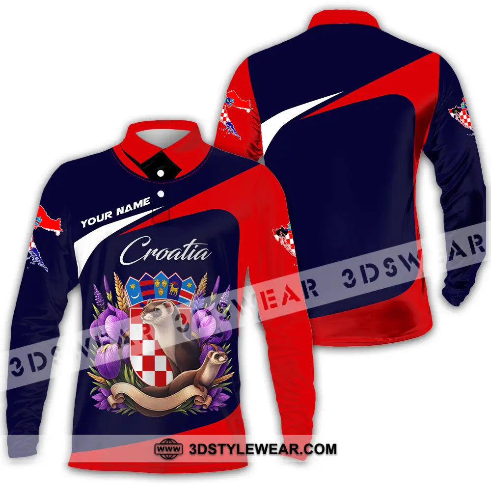 Unisex Shirt - Custom Croatia 3D Shirt Long Sleeve Polo / S T-shirt
