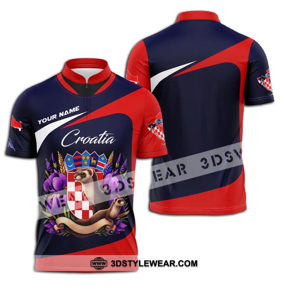 Unisex Shirt - Custom Croatia 3D Shirt Zipper Polo Shirt / S T-shirt