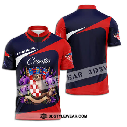Unisex Shirt - Custom Croatia 3D Shirt Zipper Polo Shirt / S T-shirt