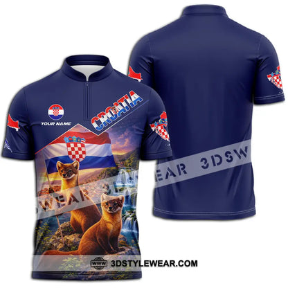 Unisex Shirt - Custom Croatia 3D Shirt Zipper Polo Shirt / S T-shirt