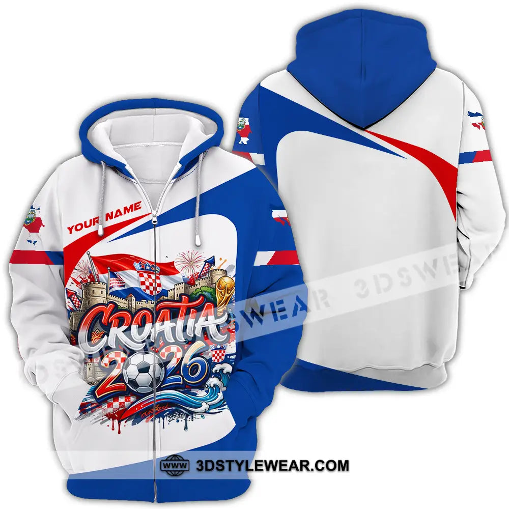 Unisex Shirt - Custom Croatia Fifa Club World Cup 2026 3D Shirt Zipper Hoodie / S T-shirt