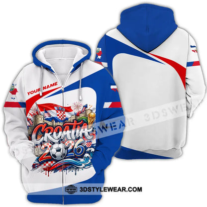 Unisex Shirt - Custom Croatia Fifa Club World Cup 2026 3D Shirt Zipper Hoodie / S T-shirt