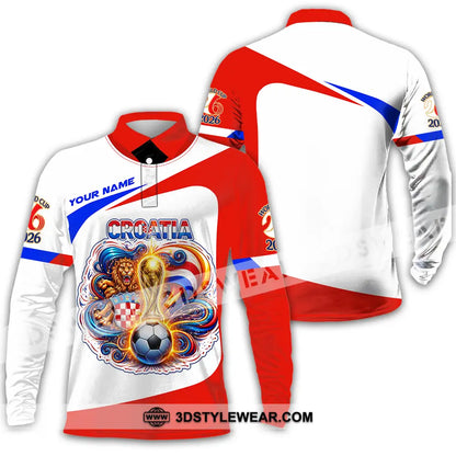 Unisex Shirt - Custom Croatia FIFA World Cup 2026 3D Shirt Long Sleeve Polo / S T-shirt