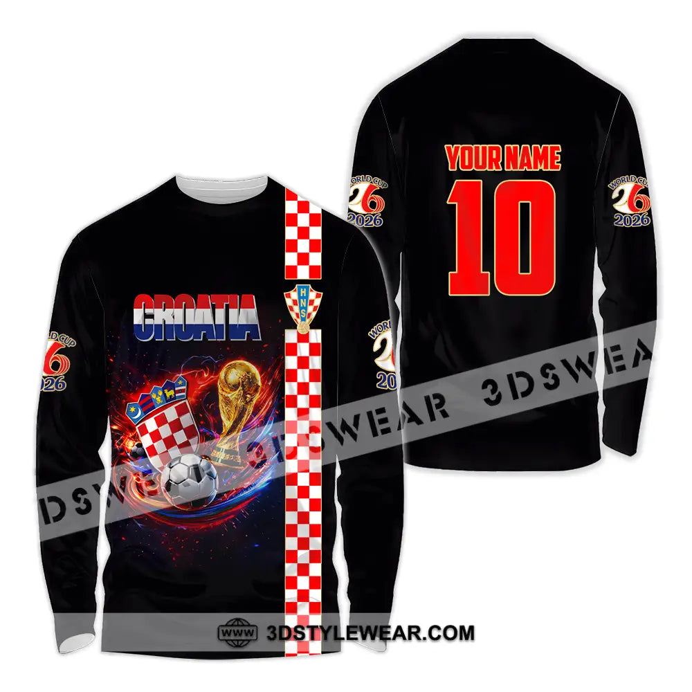 Unisex Shirt - Custom Croatia FIFA World Cup 2026 3D Shirt Long Sleeve Shirt / S T-shirt