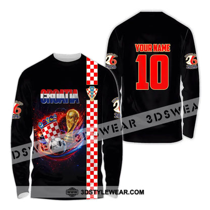 Unisex Shirt - Custom Croatia FIFA World Cup 2026 3D Shirt Long Sleeve Shirt / S T-shirt