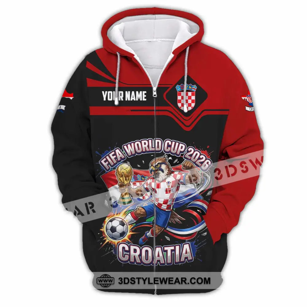 Unisex Shirt - Custom Croatia Fifa World Cup 2026 3D Shirt Zipper Hoodie / S T-shirt