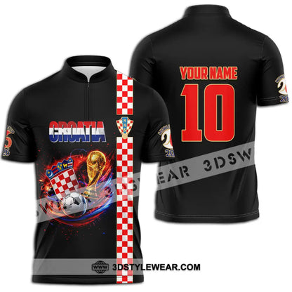 Unisex Shirt - Custom Croatia FIFA World Cup 2026 3D Shirt Zipper Polo Shirt / S T-shirt