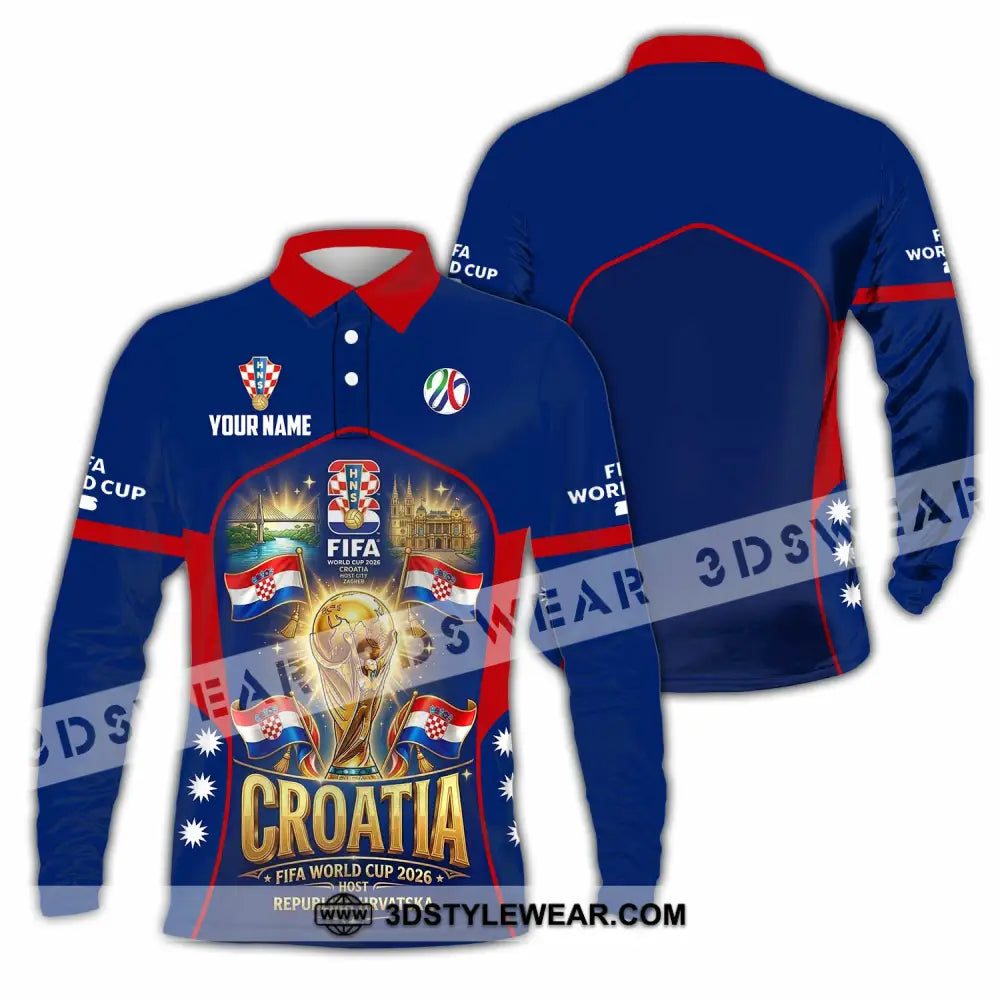 Unisex Shirt - Custom Croatia World Cup 2026 Shirt - Long Sleeve Polo / S - T-shirt