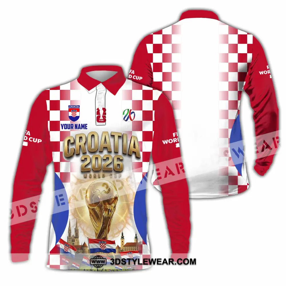 Unisex Shirt - Custom Croatia World Cup 2026 Shirt - Long Sleeve Polo / S - T-shirt