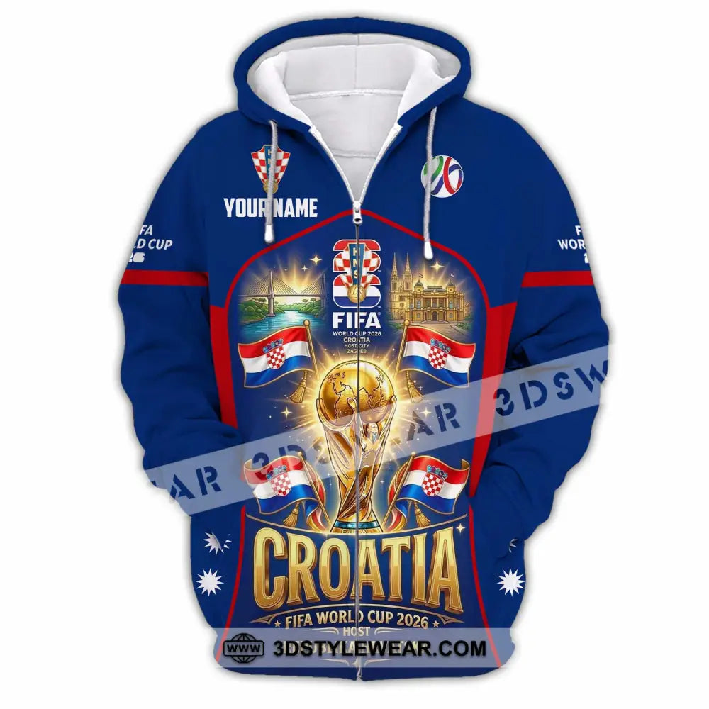 Unisex Shirt - Custom Croatia World Cup 2026 Shirt - Zipper Hoodie / S - T-shirt