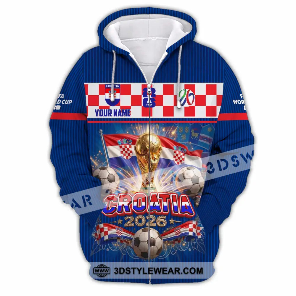Unisex Shirt - Custom Croatia World Cup 2026 Shirt - Zipper Hoodie / S - T-shirt