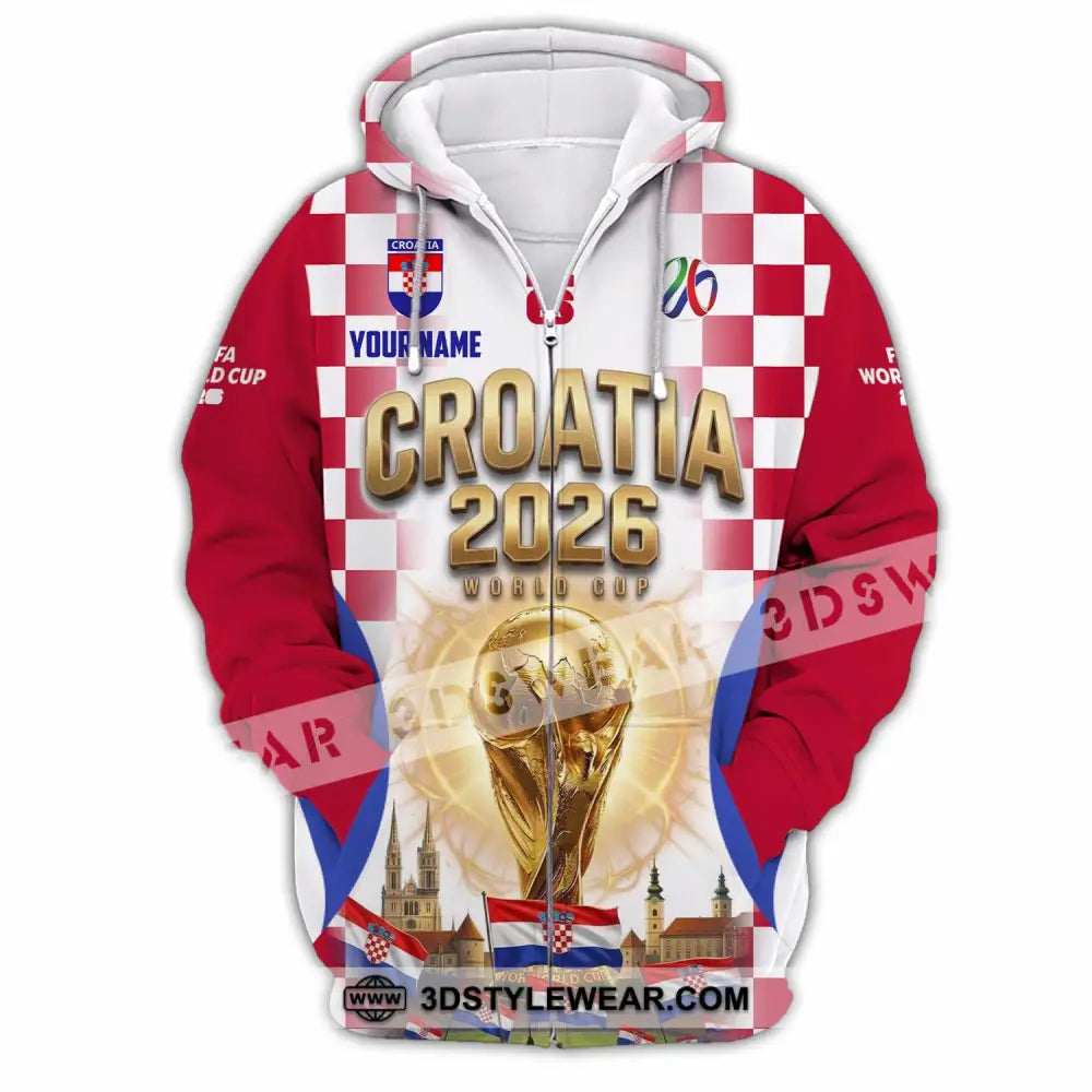 Unisex Shirt - Custom Croatia World Cup 2026 Shirt - Zipper Hoodie / S - T-shirt