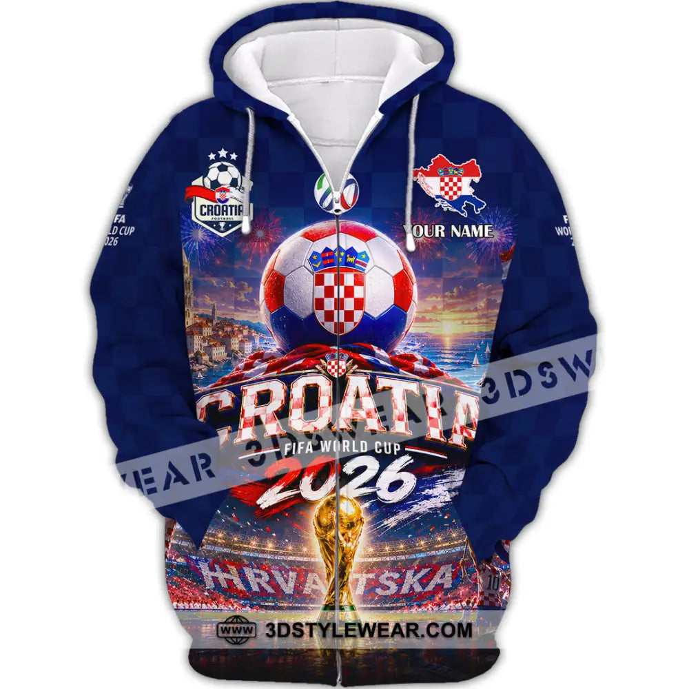 Unisex Shirt - Custom Croatia World Cup 2026 Shirt - Zipper Hoodie / S - T-shirt