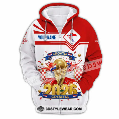 Unisex Shirt - Custom Croatia World Cup 2026 Shirt - Zipper Hoodie / S - T-shirt