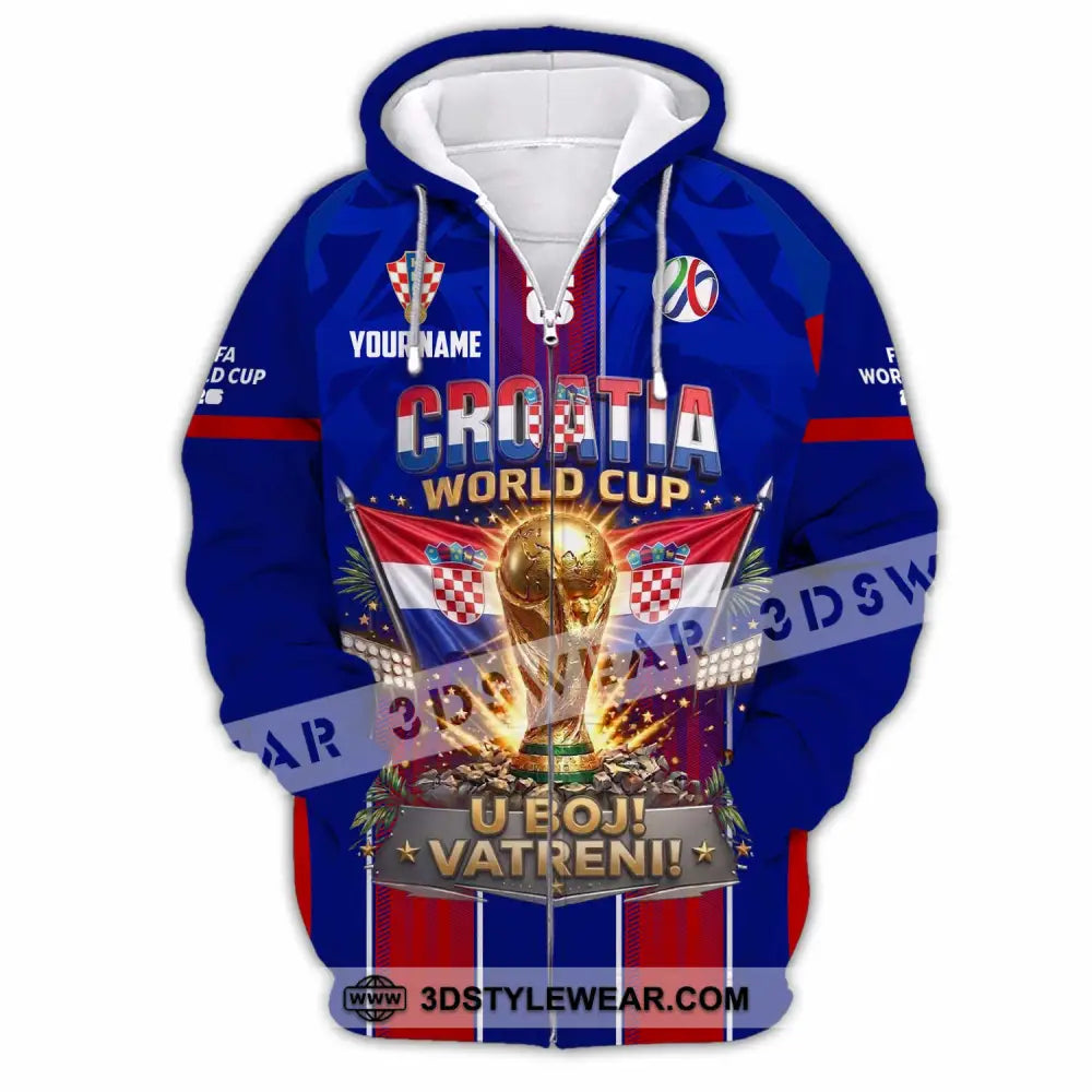 Unisex Shirt - Custom Croatia World Cup 2026 Shirt - Zipper Hoodie / S - T-shirt