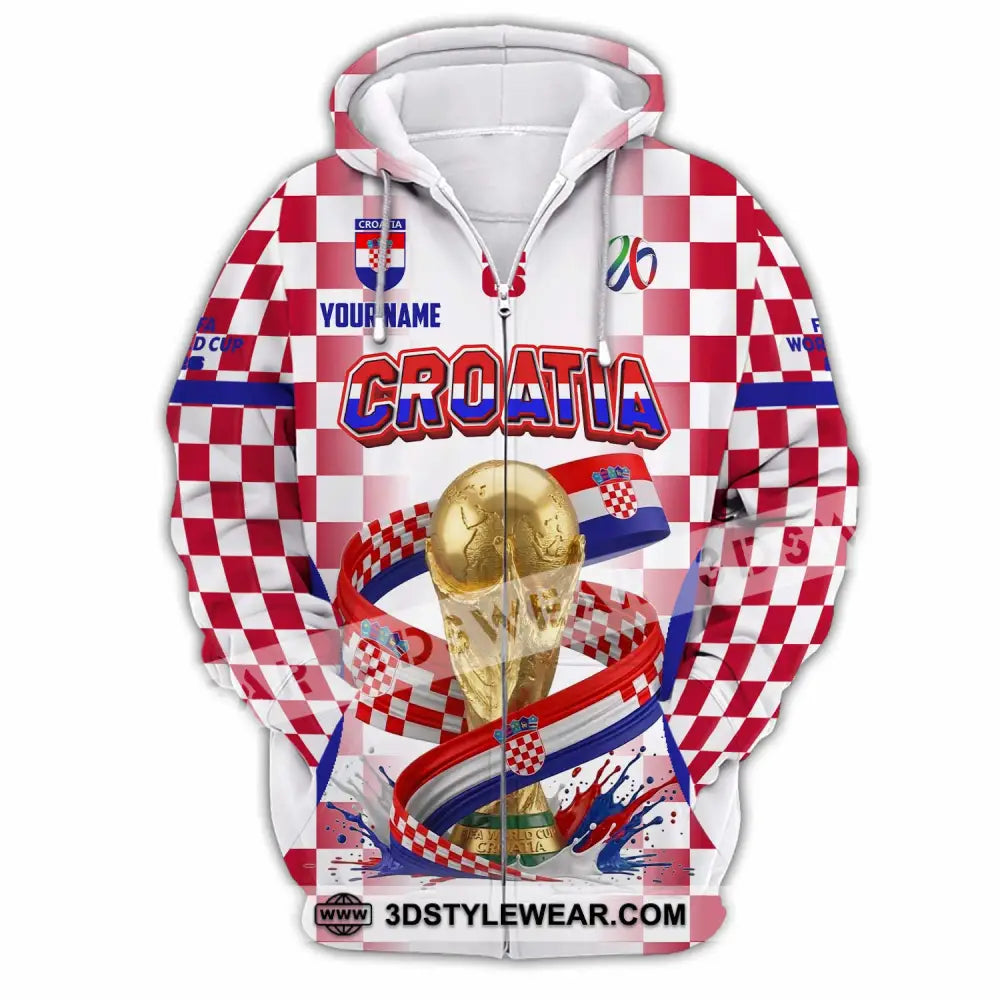 Unisex Shirt - Custom Croatia World Cup 2026 Shirt - Zipper Hoodie / S - T-shirt