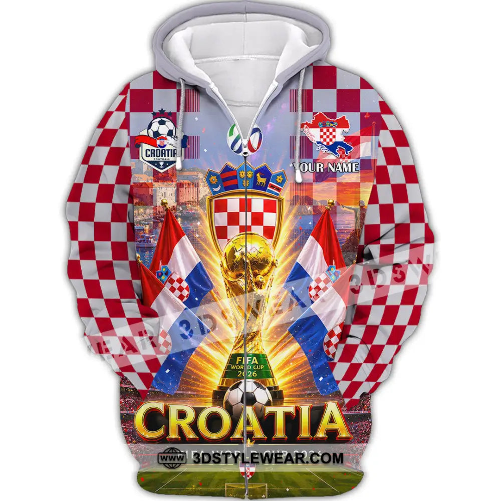 Unisex Shirt - Custom Croatia World Cup 2026 Shirt - Zipper Hoodie / S - T-shirt