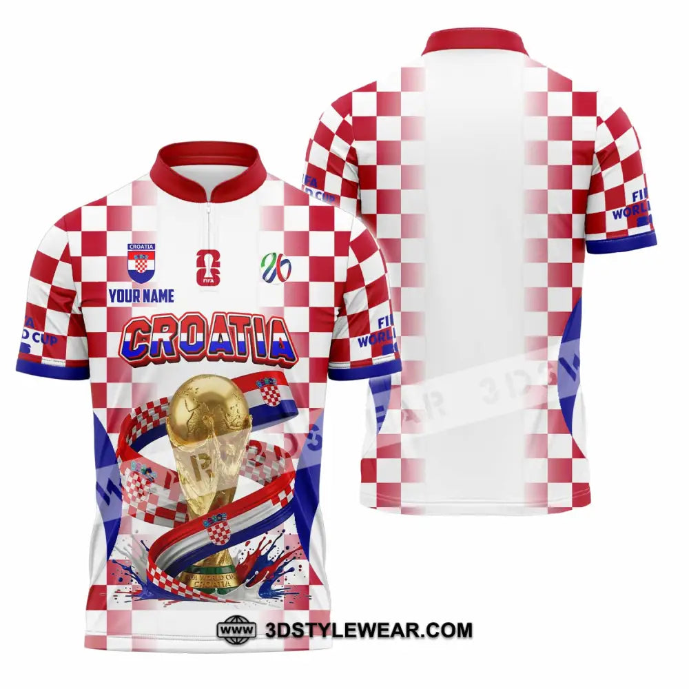 Unisex Shirt - Custom Croatia World Cup 2026 Shirt - Zipper Polo Shirt / S - T-shirt