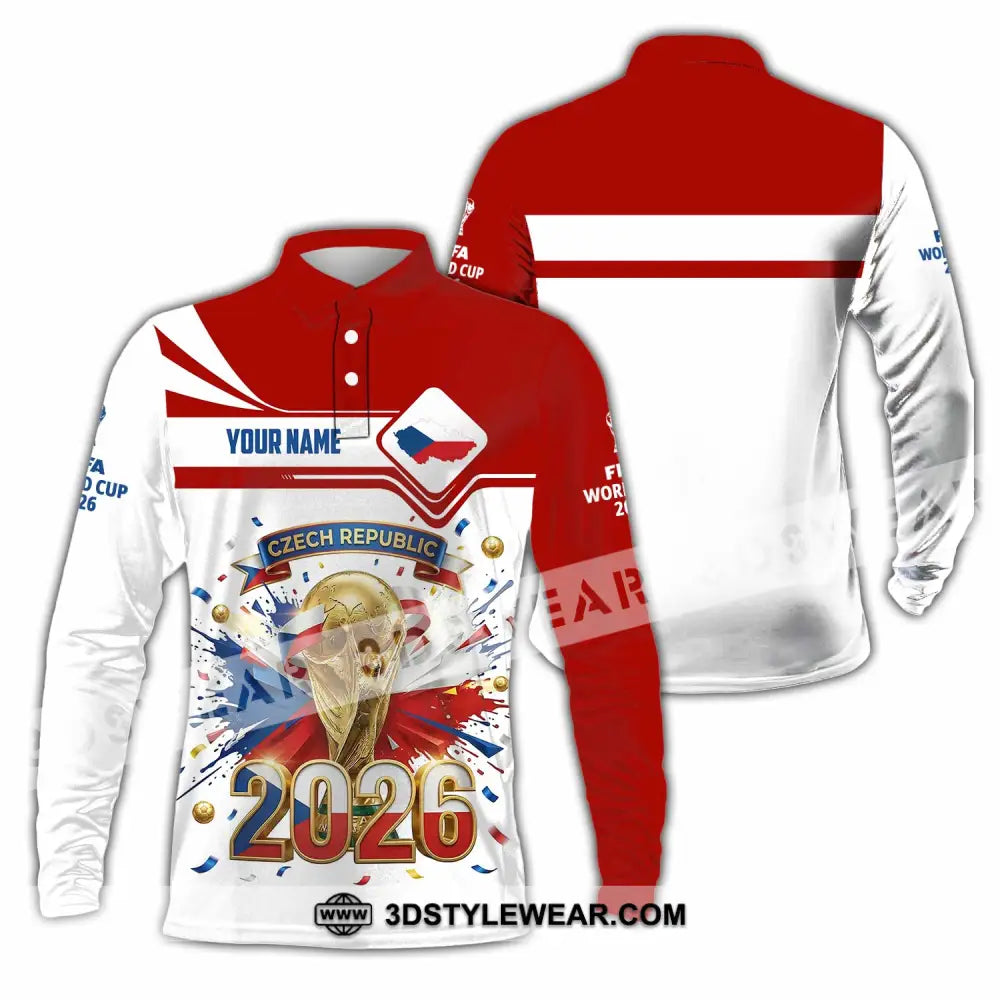 Unisex Shirt - Custom Czech Republic World Cup 2026 3D Shirt - Long Sleeve Polo / S - T-shirt