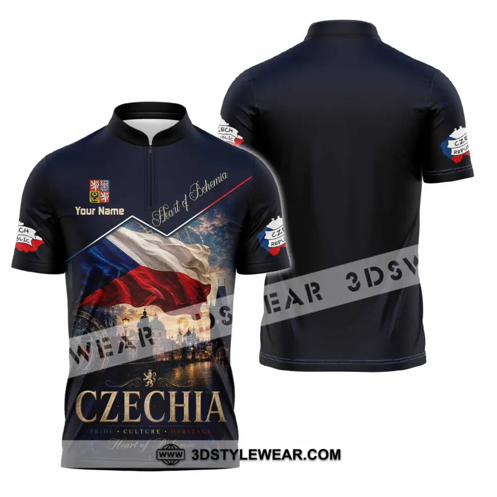 Unisex Shirt - Custom Czechia Shirt - Zipper Polo Shirt / S - T-shirt
