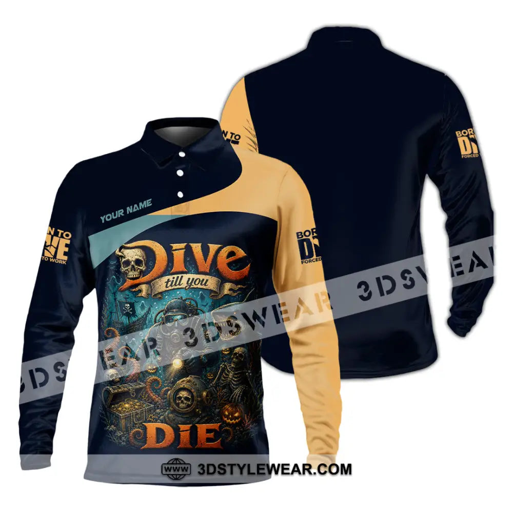Unisex Shirt - Custom Dive Till You Die Shirt - Long Sleeve Polo / S - T-shirt