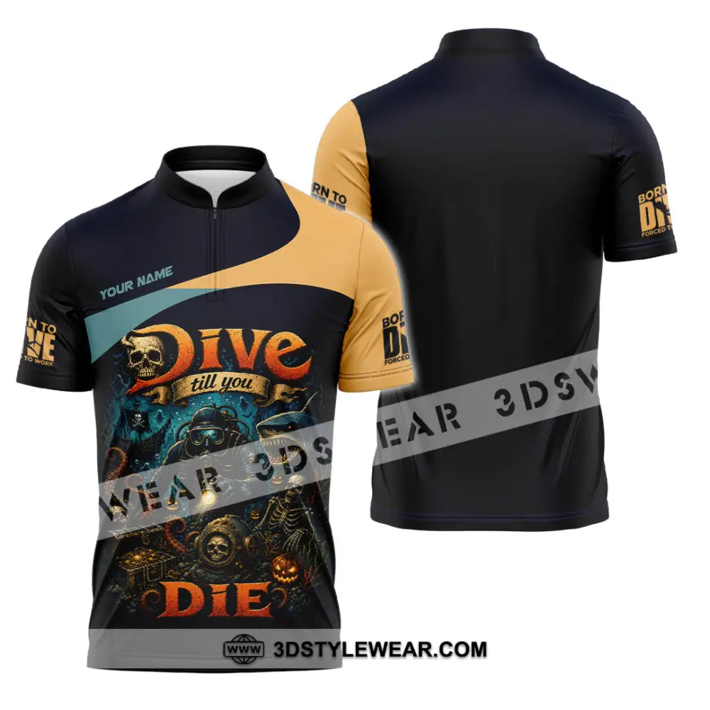 Unisex Shirt - Custom Dive Till You Die Shirt - Zipper Polo Shirt / S - T-shirt