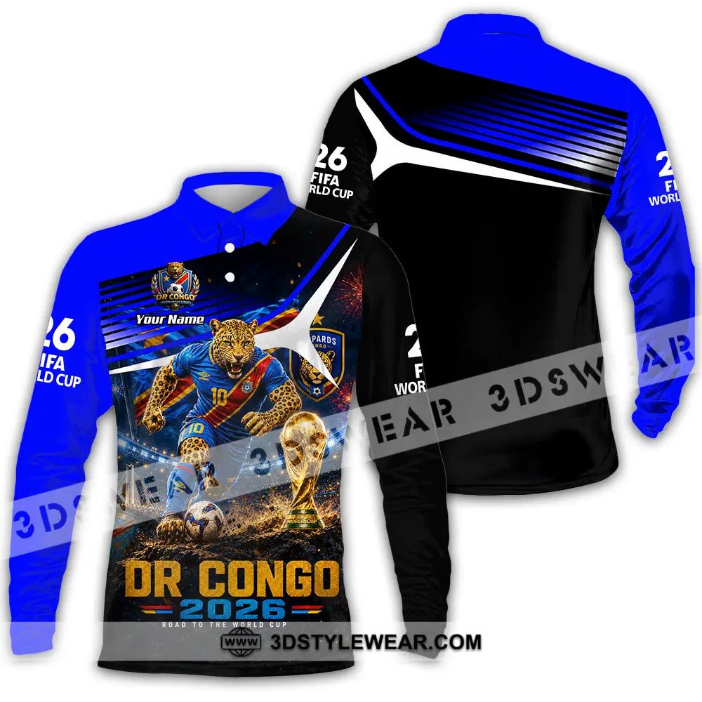 Unisex Shirt - Custom Dr Congo World Cup 2026 Shirt - Long Sleeve Polo / S - T-shirt