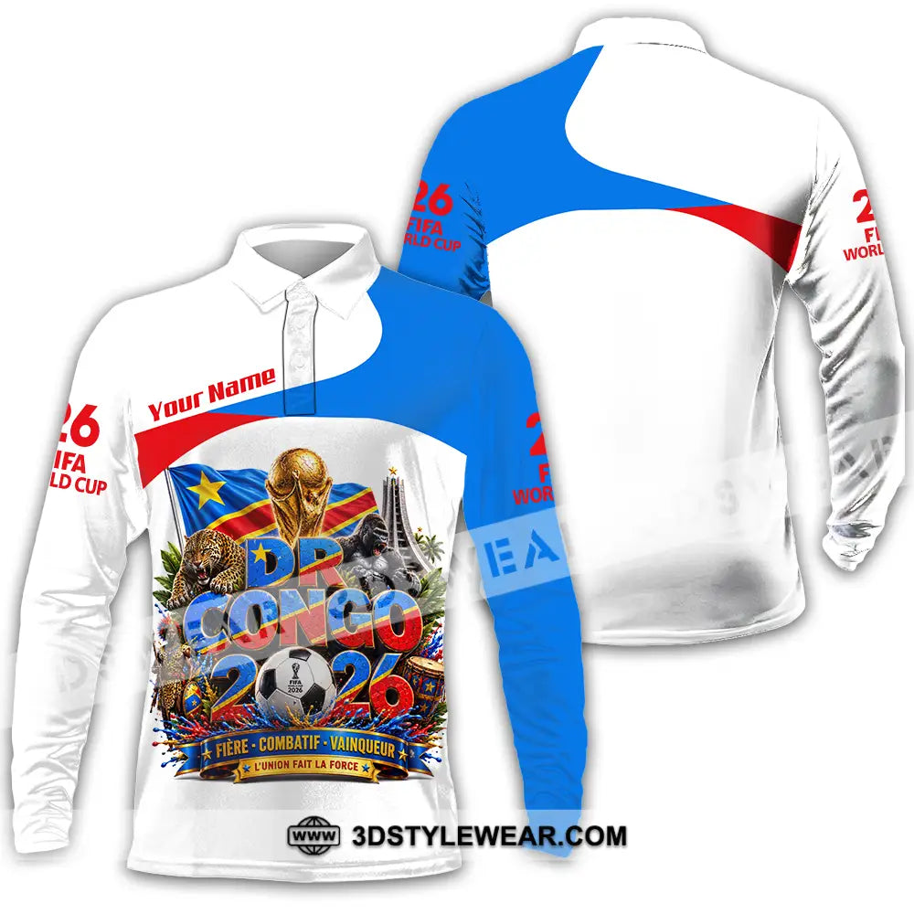 Unisex Shirt - Custom Dr Congo World Cup 2026 Shirt - Long Sleeve Polo / S - T-shirt