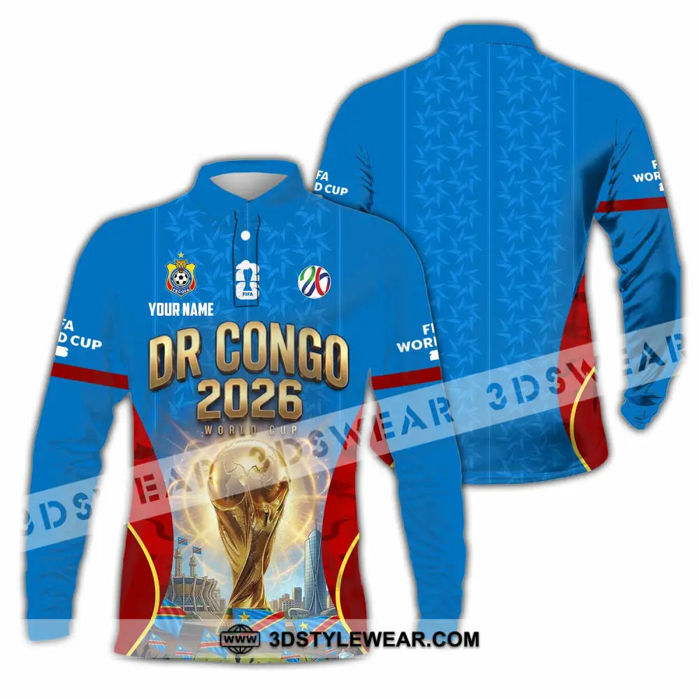 Unisex Shirt - Custom Dr Congo World Cup 2026 Shirt - Long Sleeve Polo / S - T-shirt