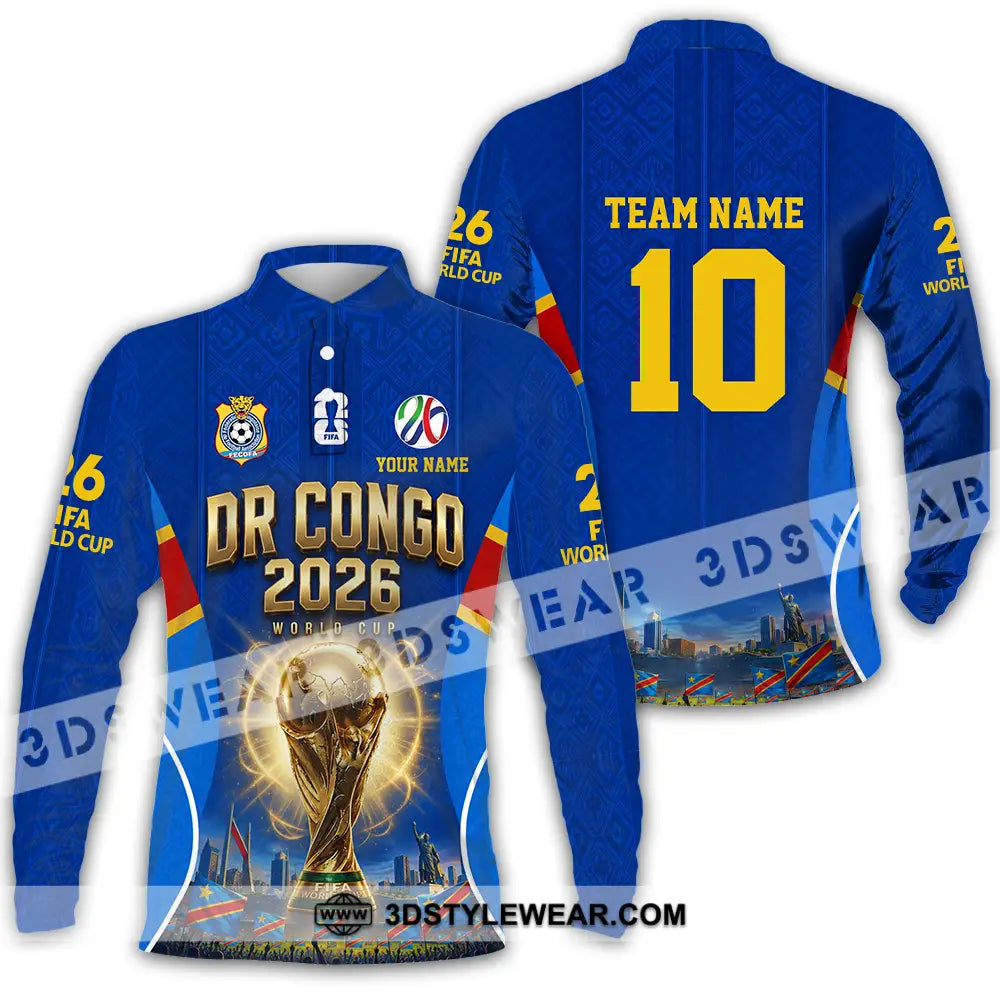 Unisex Shirt - Custom Dr Congo World Cup 2026 Shirt - Long Sleeve Polo / S - T-shirt