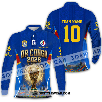 Unisex Shirt - Custom Dr Congo World Cup 2026 Shirt - Long Sleeve Polo / S - T-shirt
