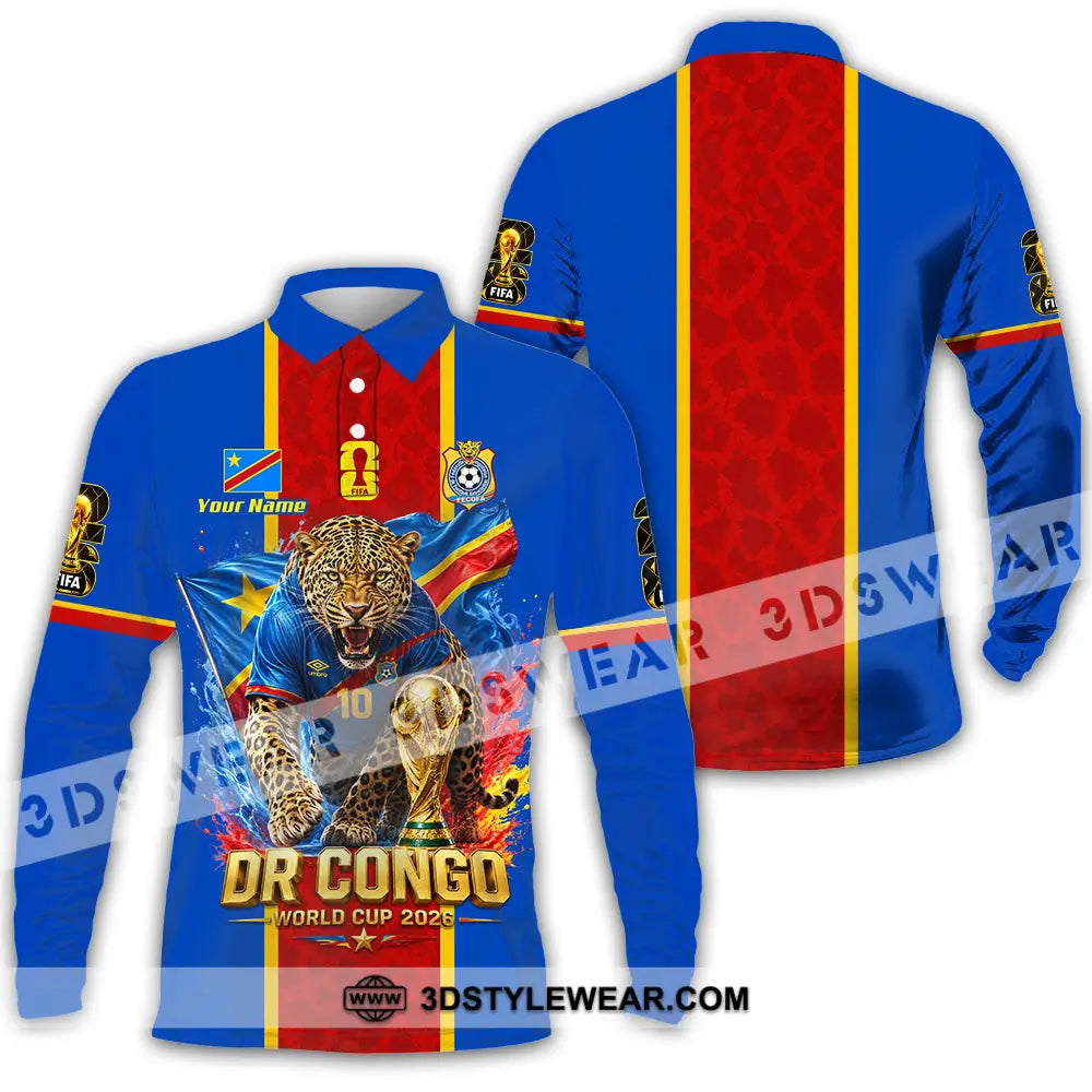 Unisex Shirt - Custom Dr Congo World Cup 2026 Shirt - Long Sleeve Polo / S - T-shirt