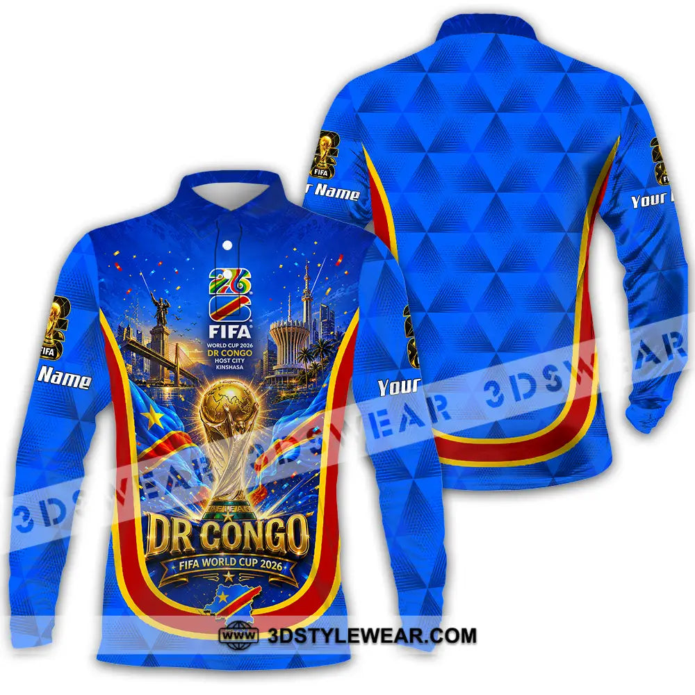 Unisex Shirt - Custom Dr Congo World Cup 2026 Shirt - Long Sleeve Polo / S - T-shirt