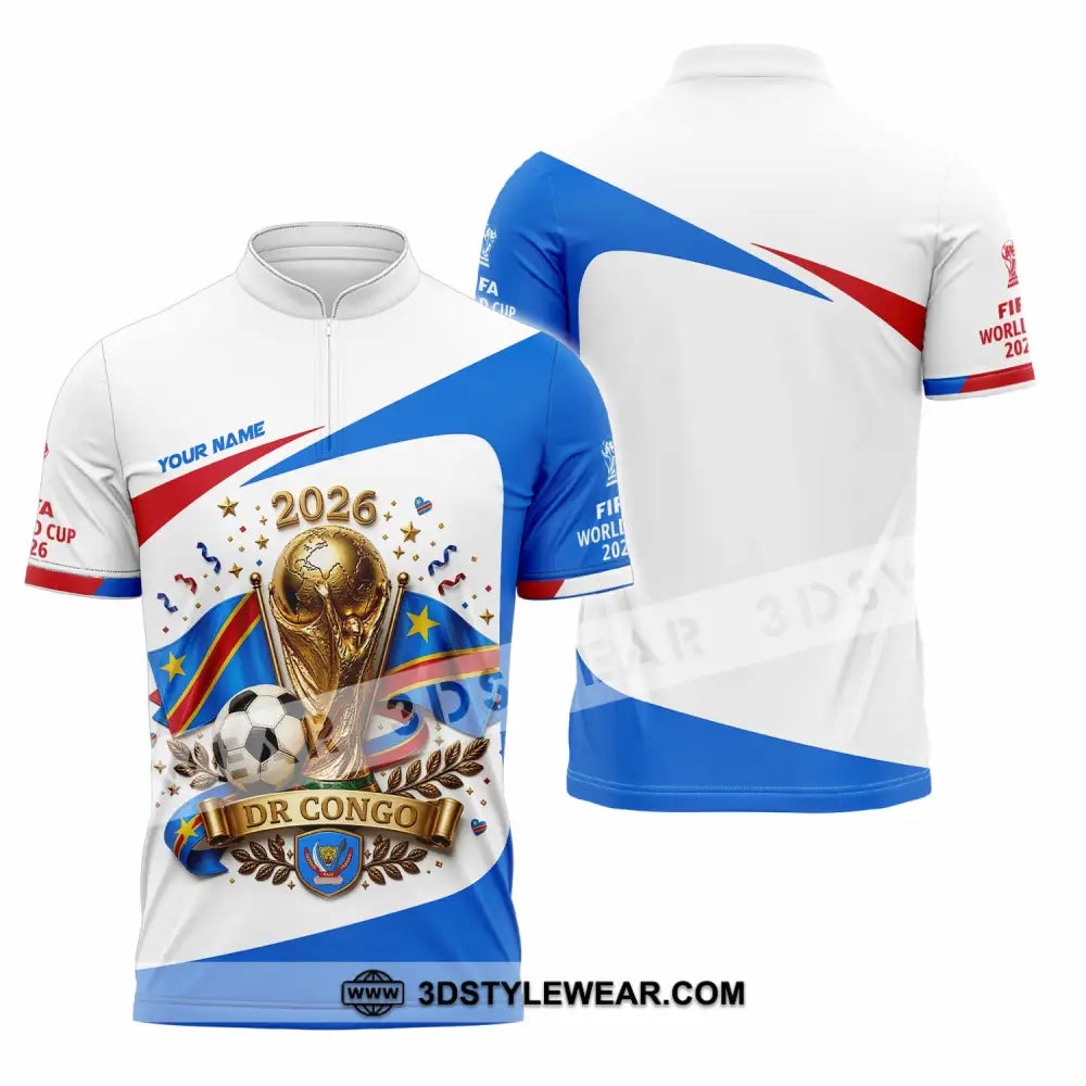 Unisex Shirt - Custom Dr Congo World Cup 2026 Shirt - Zipper Polo Shirt / S - T-shirt