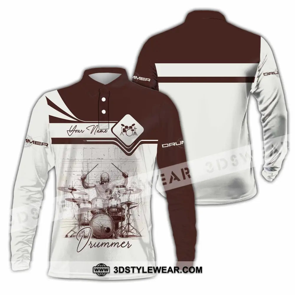 Unisex Shirt - Custom Drummer Shirt - Long Sleeve Polo / S - T-shirt