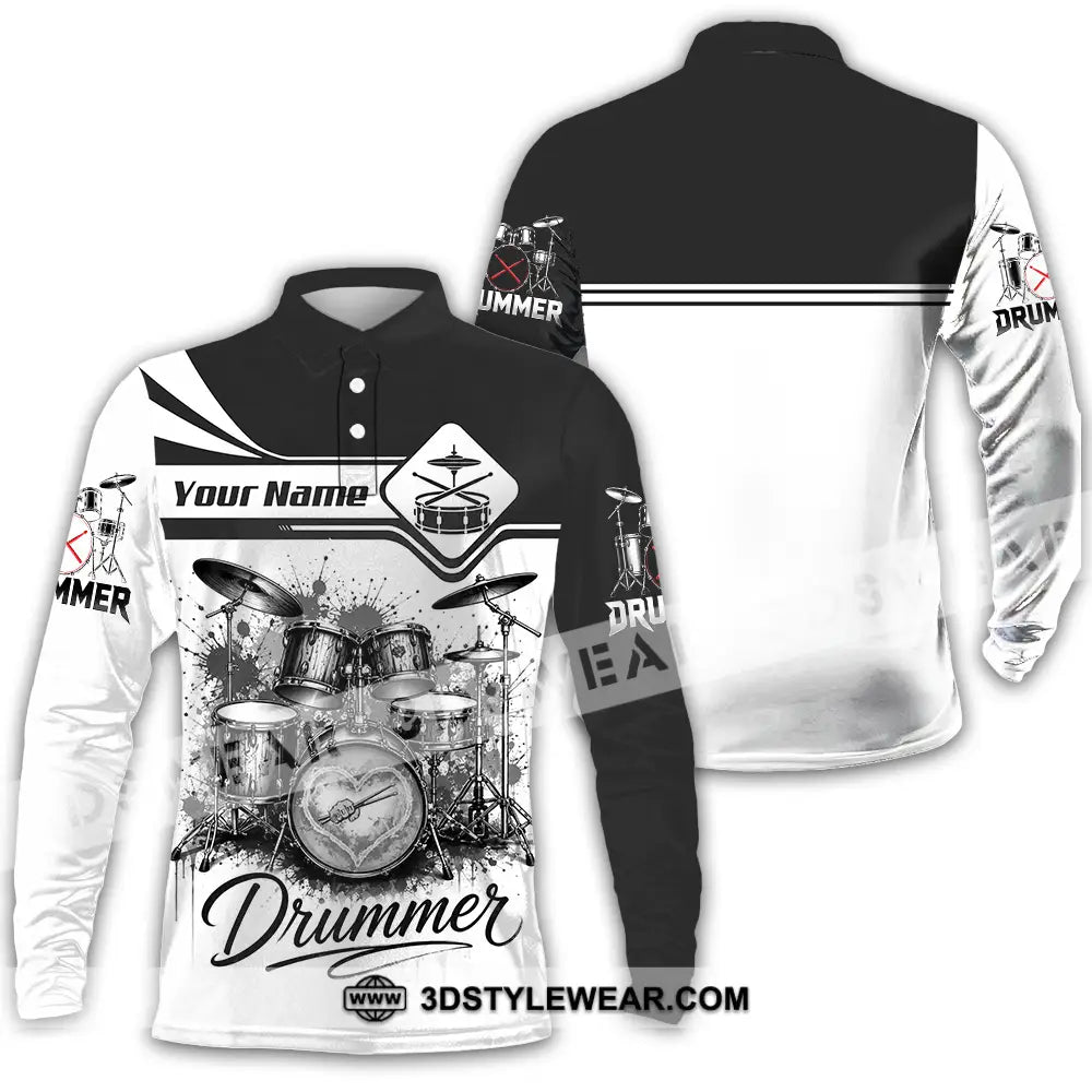 Unisex Shirt - Custom Drummer Shirt - Long Sleeve Polo / S - T-shirt