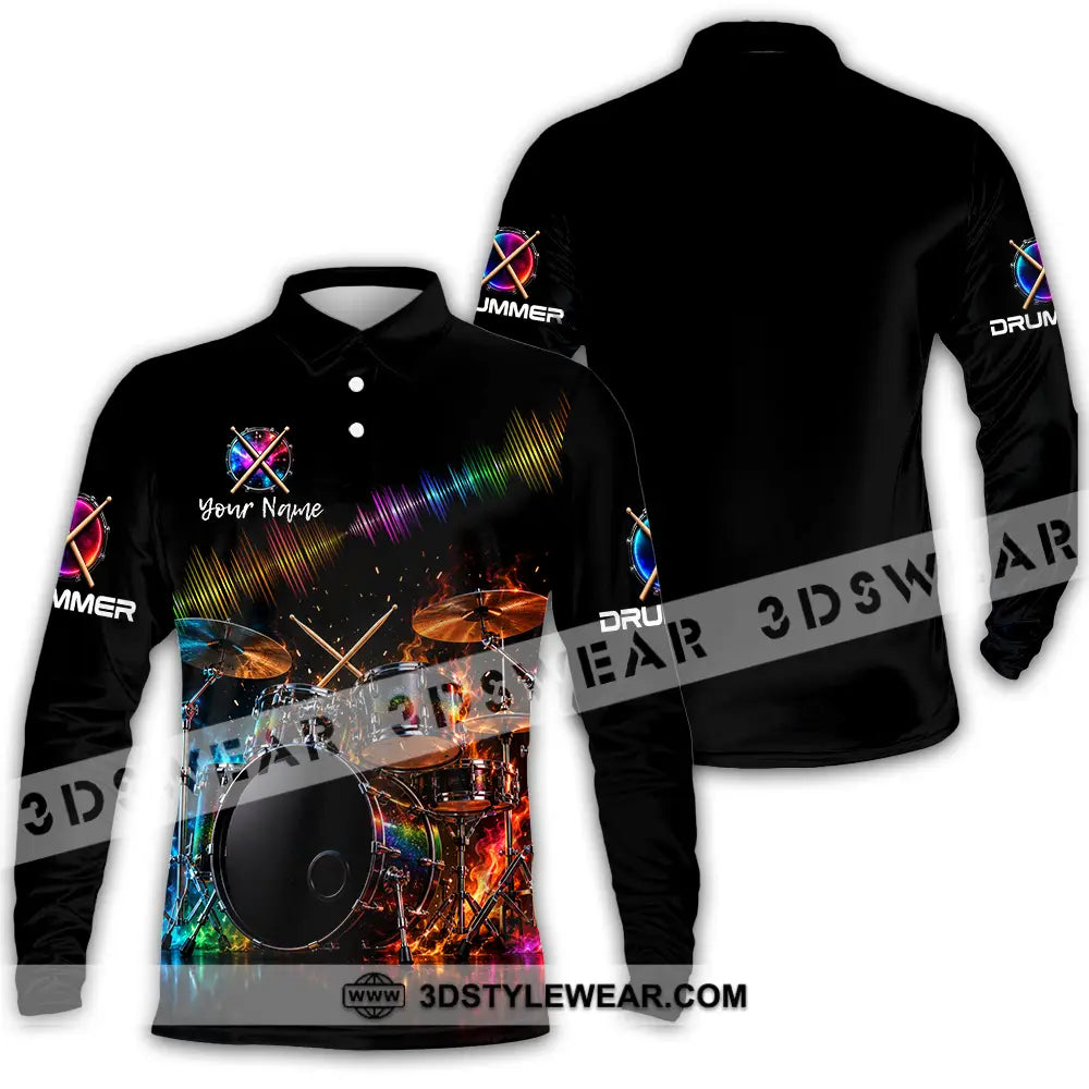 Unisex Shirt - Custom Drummer Shirt - Long Sleeve Polo / S - T-shirt