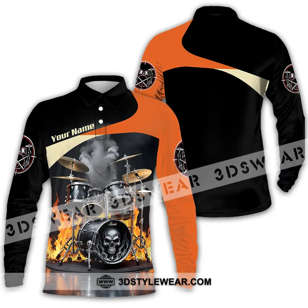 Unisex Shirt - Custom Drummer Shirt - Long Sleeve Polo / S - T-shirt
