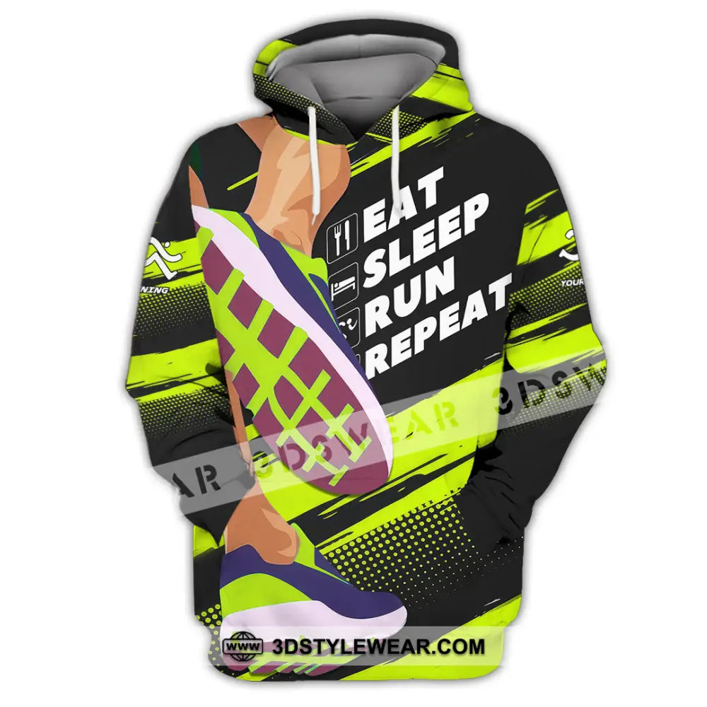 Unisex Shirt - Custom Eat Sleep Run Repeat 3D Shirt - Hoodie / S - T-shirt