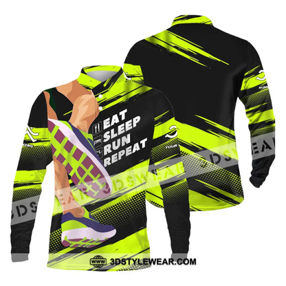 Unisex Shirt - Custom Eat Sleep Run Repeat 3D Shirt - Long Sleeve Polo / S - T-shirt